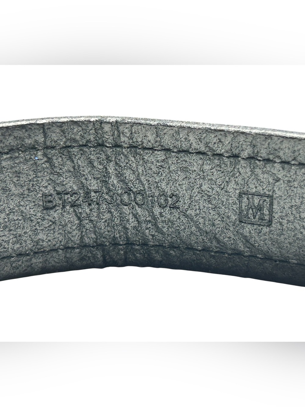 Fossil Black Leather Belt with Brushed Silver Buckle Size M - Picture 7 of 8